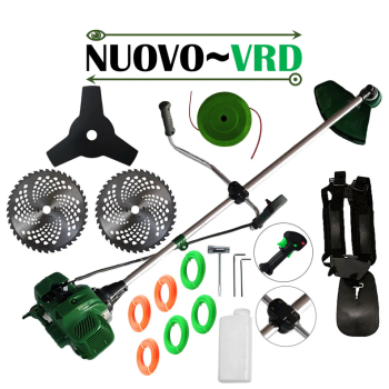 Motocoasa NUOVO-VRD VERDE 6CP, 2xDisc Vidia, Disc Stea, accesorii incluse, SET FIR TAIERE