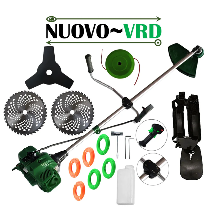 Motocoasa NUOVO-VRD VERDE 6CP, 2xDisc Vidia, Disc Stea, accesorii incluse, SET FIR TAIERE