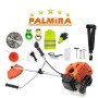 Motocoasa PALMiRA cu motor pe benzina, 2 Timpi, 6CP, 11.000RPM, 52cc + 14 Accesorii, 1xDisc Vidia230
