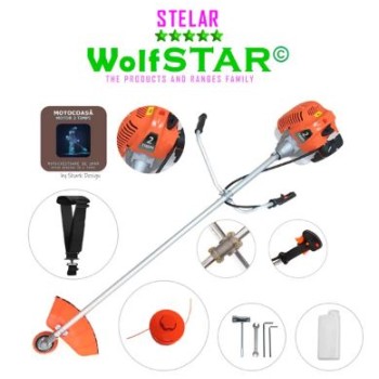 Motocoasa WolfSTAR© motor benzina 2 timpi ALP, 6CP, 52cc, 11.000RPM + sistem taiere