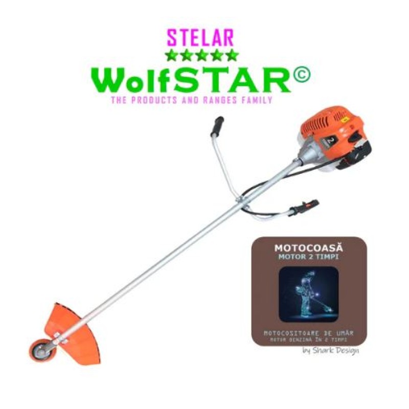 Motocoasa WolfSTAR© motor benzina 2 timpi ALP, 6CP, 52cc, 11.000RPM + sistem taiere