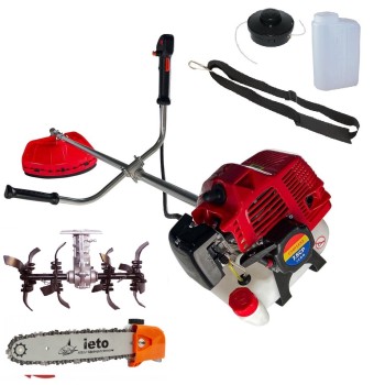 Motocoasa pe benzina TOMS 7.5 CP 12.000 rpm + Cultivator si Cap drujba