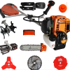Set Motocoasa Alpin Profi 5600, Motor 4 Timpi, 7Cp + 3 x Cap prasitoare + cultivator + drujba