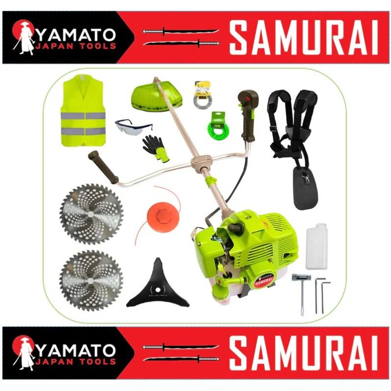 SET Motocoasa YAMATO SAMURAi 6.57CP, 9000Rpm, 2 x Discuri Vidia, EXTRA Accesorii