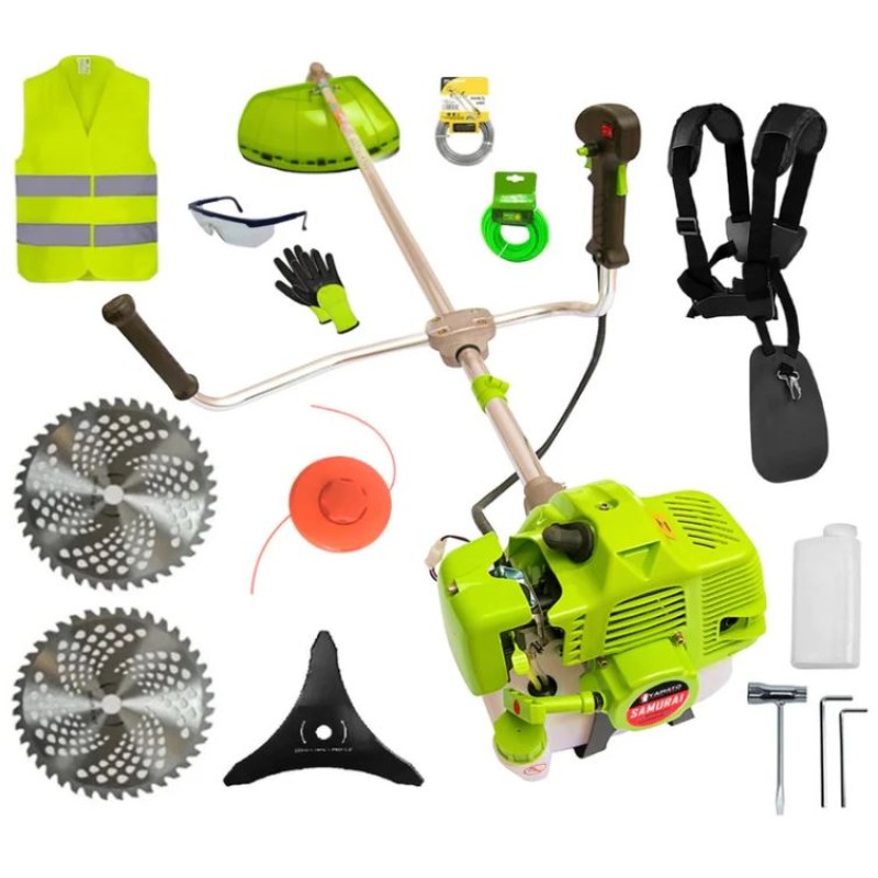 SET Motocoasa YAMATO SAMURAi 6.57CP, 9000Rpm, 2 x Discuri Vidia, EXTRA Accesorii