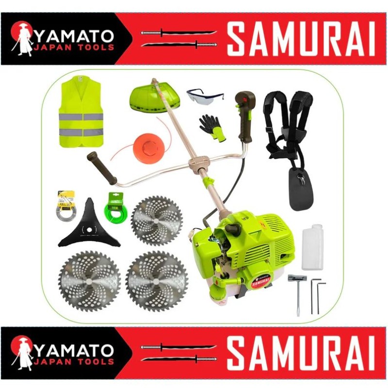 SET Motocoasa YAMATO SAMURAi 6.57CP, 9000Rpm, 3 x Discuri Vidia, EXTRA Accesorii