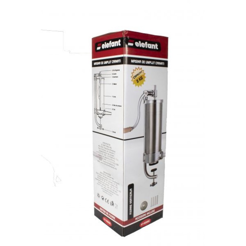 Aparat Carnati Elefant KY2006C, 3 kg, metal/inox, Vertical 4 palnii, prindere de masa