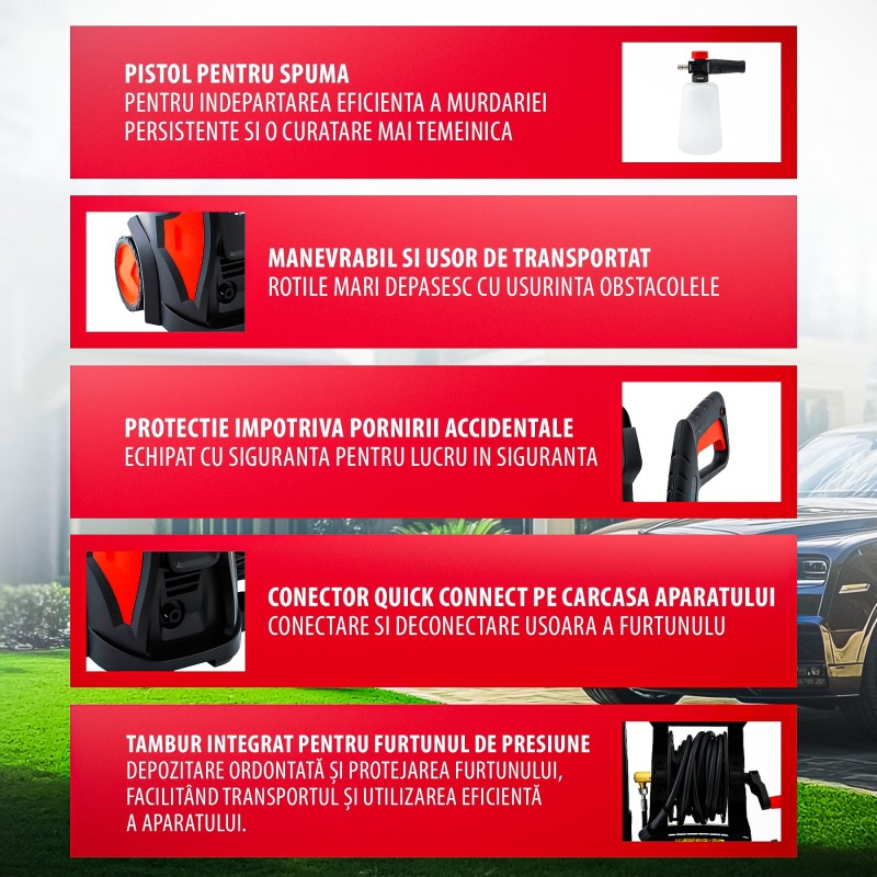 Aparat de spalat cu presiune ELEFANT E-110P-C, 2200W, 500l//h, 165 bar, lungime furtun 10 m