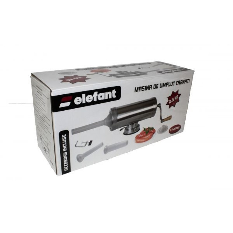 Aparat de umplut Carnati Elefant KY-2005S, 2.5 kg, INOX ALIMENTAR, Orizontal 3 palnii