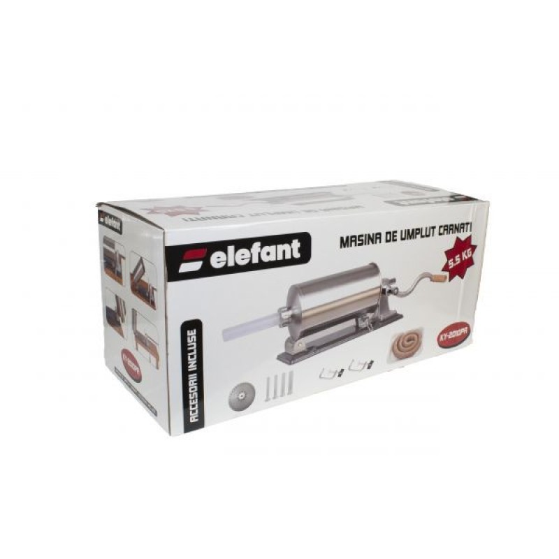 Aparat facut Carnati Elefant KY-2010PA, 5,5 kg, metal/inox, Orizontal/Rabatabil 4 palnii, prindere de masa