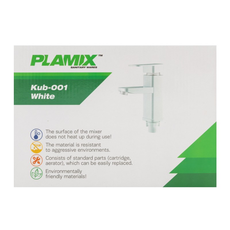 Baterie baie din plastic, PLAMIX Kub-001 Alb