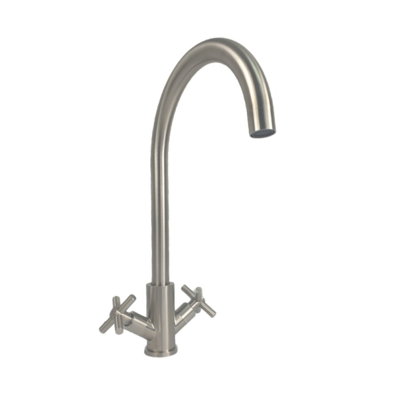 Baterie bucatarie MIXXUS DVE-011 din otel inoxidabil, Dubla comanda, Racorduri incluse