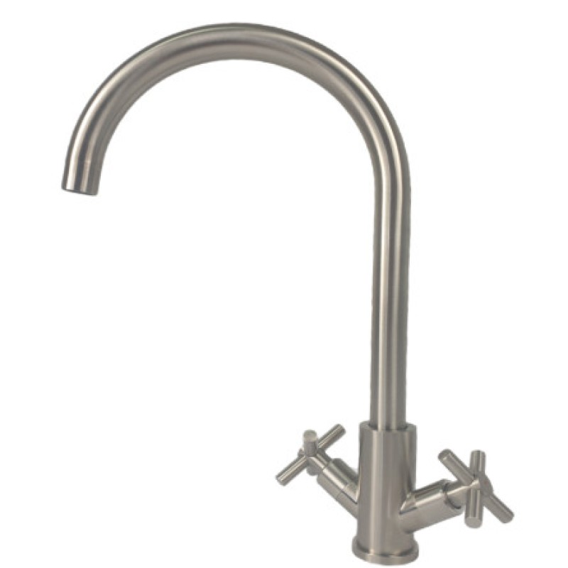 Baterie bucatarie MIXXUS DVE-011 din otel inoxidabil, Dubla comanda, Racorduri incluse