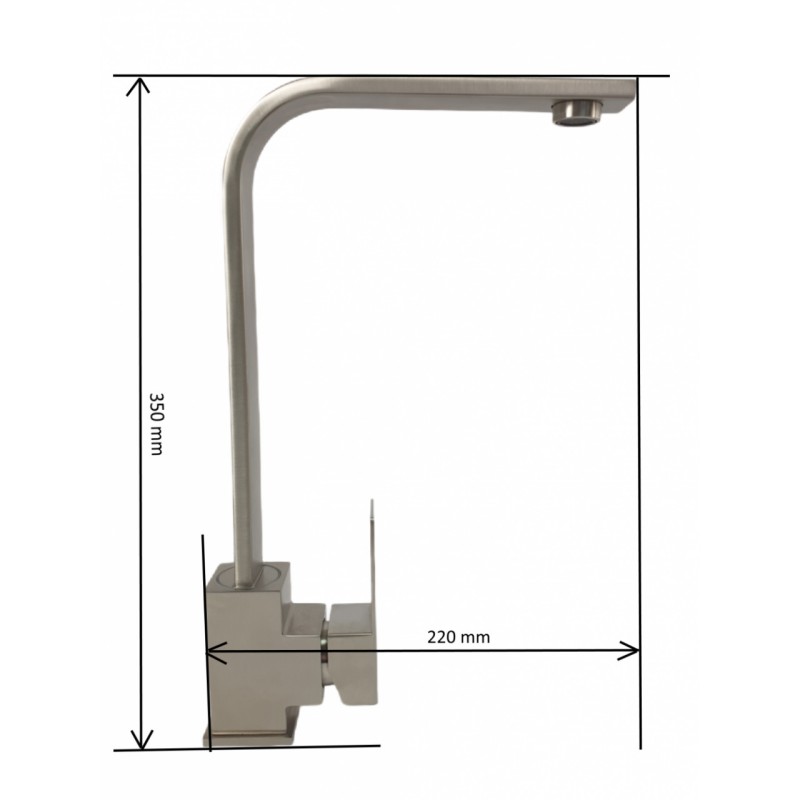 Baterie bucatarie MIXXUS KUB-011 din otel inoxidabil, Monocomanda, Racorduri incluse