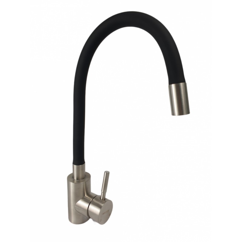 Baterie bucatarie MIXXUS SUS-011 REFL BLACK din otel inoxidabil, Monocomanda, Racorduri incluse