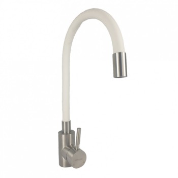 Baterie bucatarie MIXXUS SUS-011 REFL WHITE din otel inoxidabil, Monocomanda, Racorduri incluse