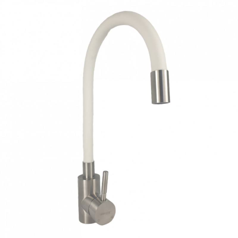 Baterie bucatarie MIXXUS SUS-011 REFL WHITE din otel inoxidabil, Monocomanda, Racorduri incluse