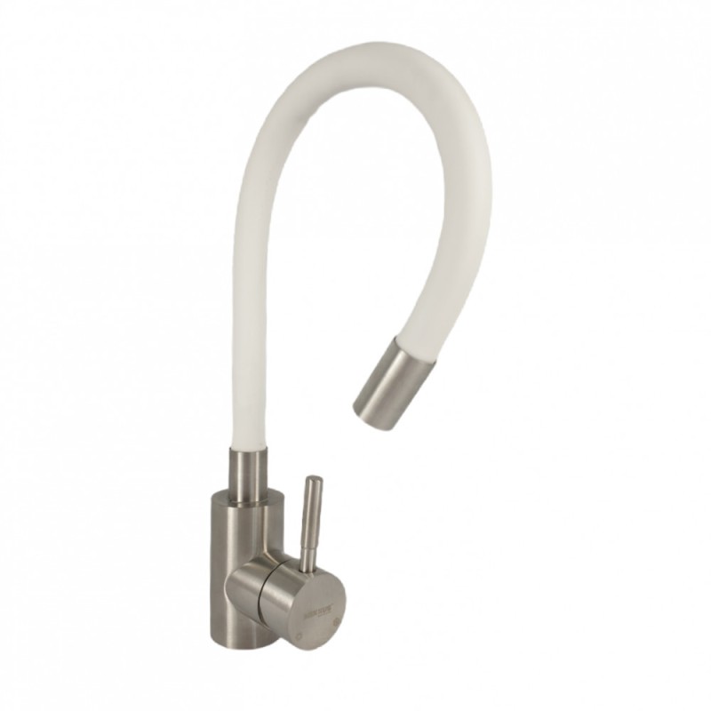 Baterie bucatarie MIXXUS SUS-011 REFL WHITE din otel inoxidabil, Monocomanda, Racorduri incluse