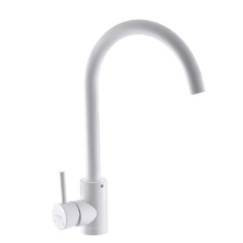 Baterie bucatarie MIXXUS SUS-011WHITE din otel inoxidabil, Monocomanda, Racorduri incluse