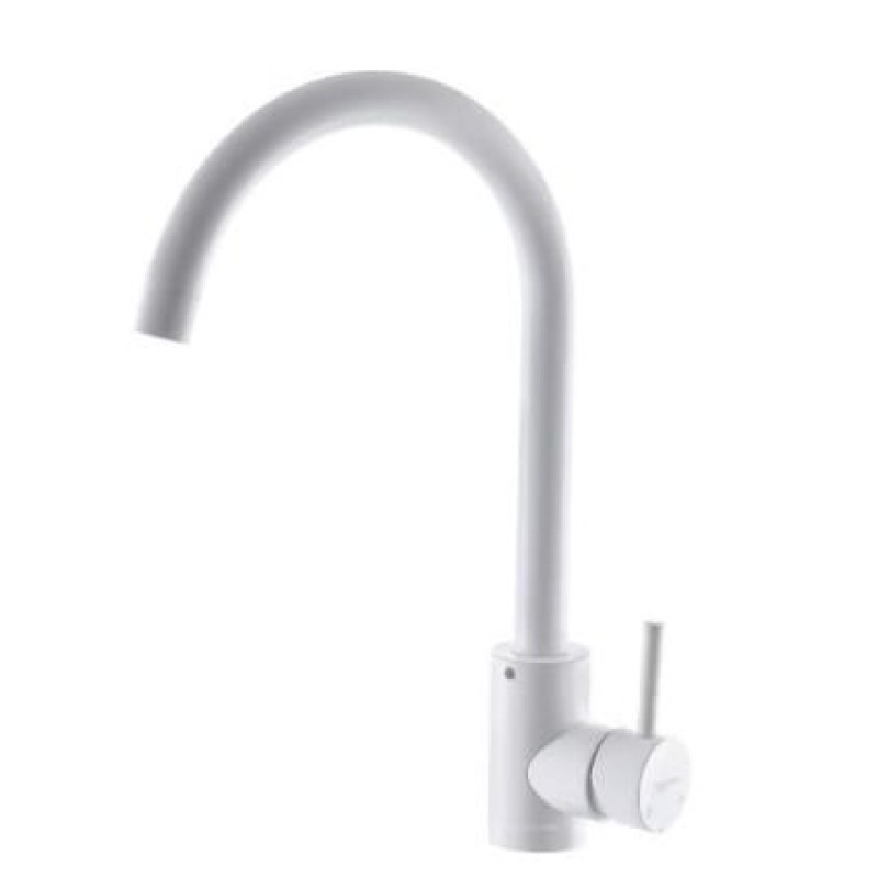 Baterie bucatarie MIXXUS SUS-011WHITE din otel inoxidabil, Monocomanda, Racorduri incluse