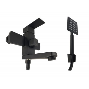 Baterie cada MIXXUS KUB-009 (EURO) BLACK din otel inoxidabil, Monocomanda, Furtun dus 150cm