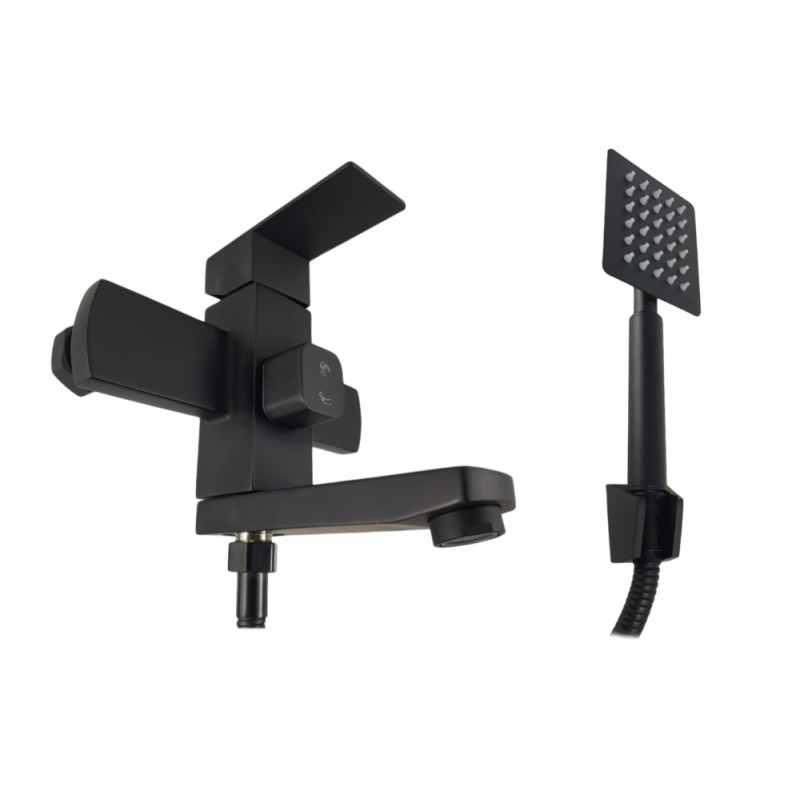 Baterie cada MIXXUS KUB-009 (EURO) BLACK din otel inoxidabil, Monocomanda, Furtun dus 150cm