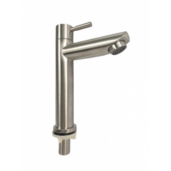 Baterie lavoar apa rece MIXXUS MONO-02.SUS din otel inoxidabil, Monocomanda, Racorduri incluse