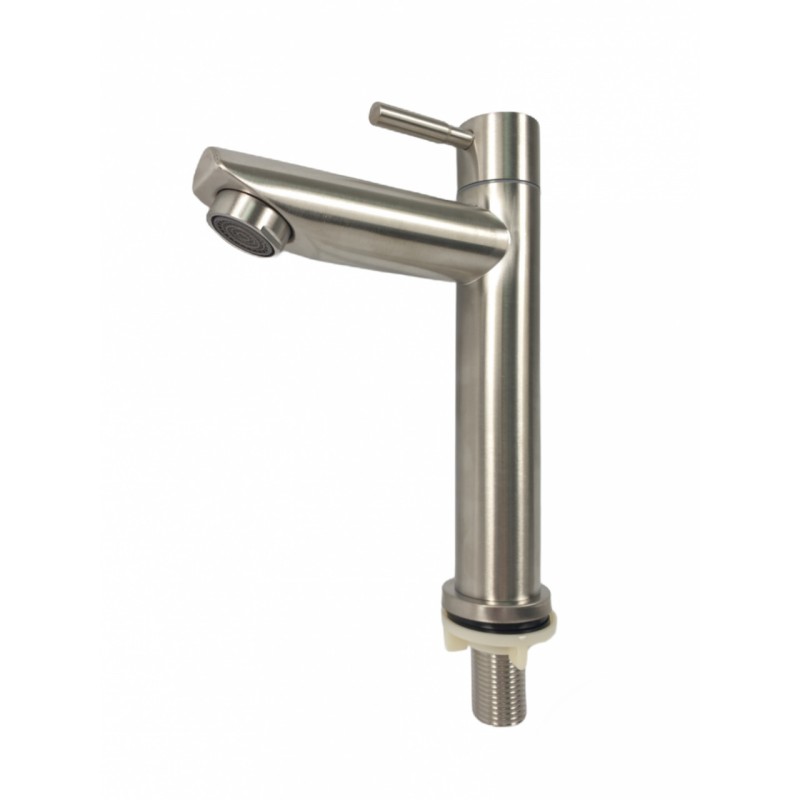 Baterie lavoar apa rece MIXXUS MONO-02.SUS din otel inoxidabil, Monocomanda, Racorduri incluse