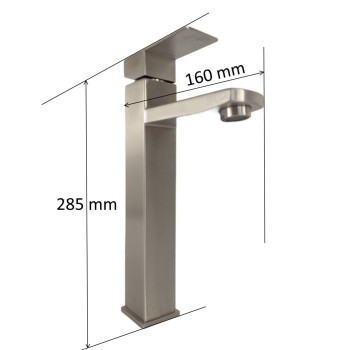 Baterie lavoar MIXXUS KUB-001-HIGH din otel inoxidabil, Monocomanda, Racorduri incluse