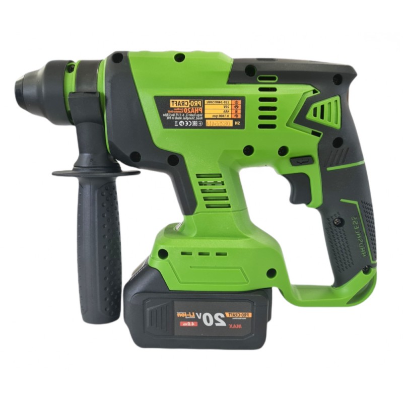 Bormasina cu acumulator, Procraft PHA20 20V, 4 Ah, 1400 Rpm, 4500 percutii, Brushless, SDS