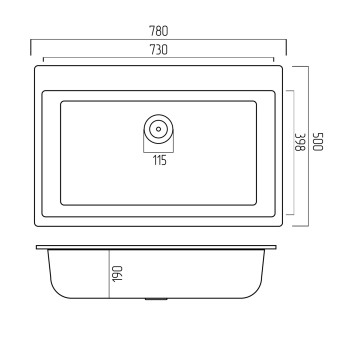 Chiuveta de bucatarie Elefant Premium Bogema, negru metalic , 780 x 500 mm
