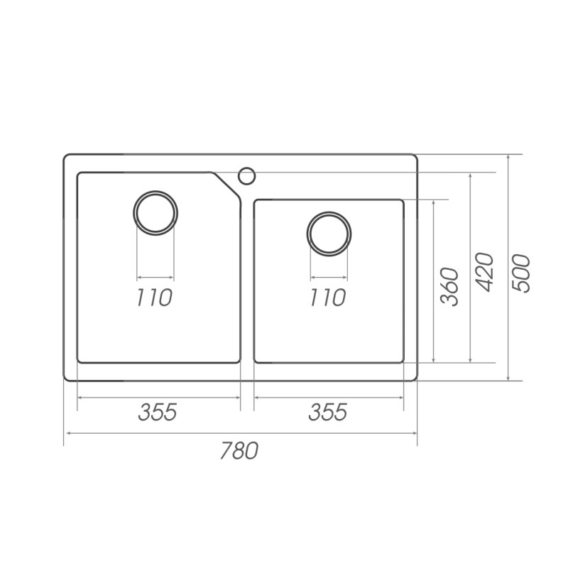 Chiuveta de bucătărie Elefant Premium Harmony , Grafit , 775x495/420 mm