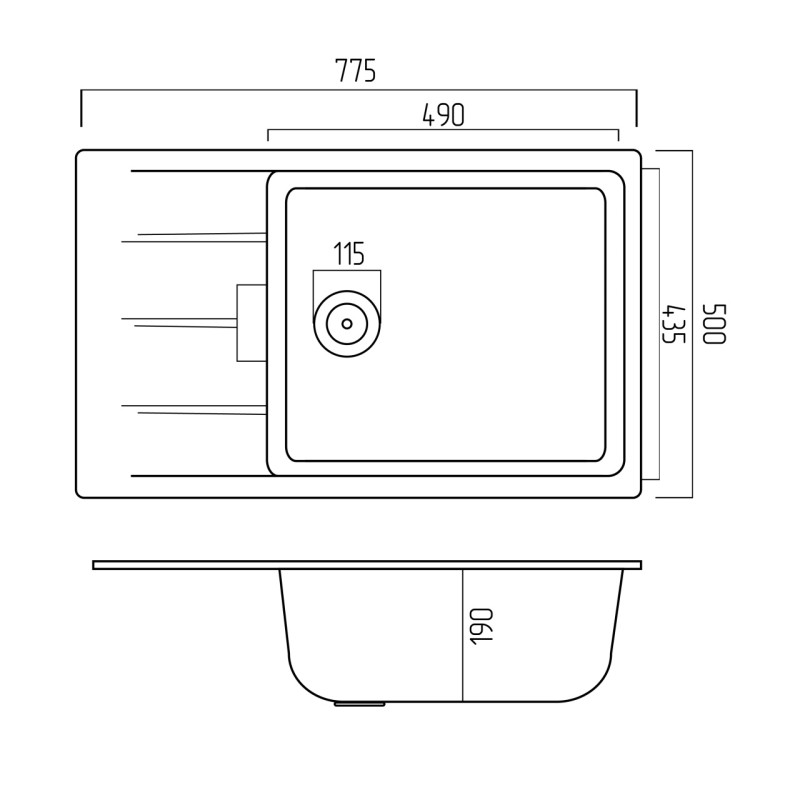 Chiuveta de bucatarie Elefant Premium Roma Safari bej,775x500 mm