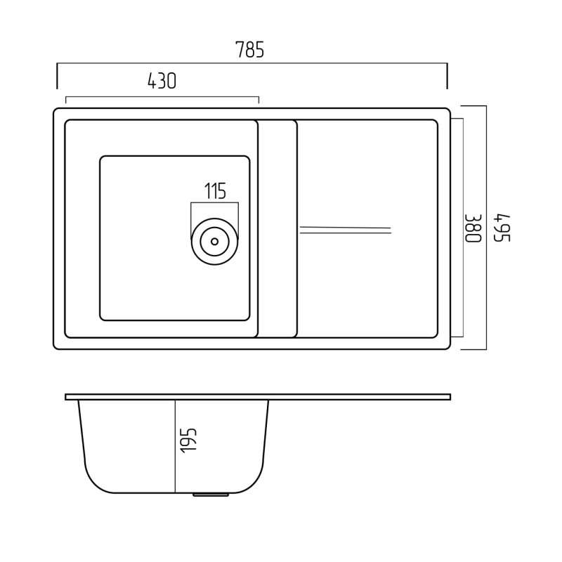 Chiuveta de bucatarie Elefant Premium Selena Alb 785x495mm