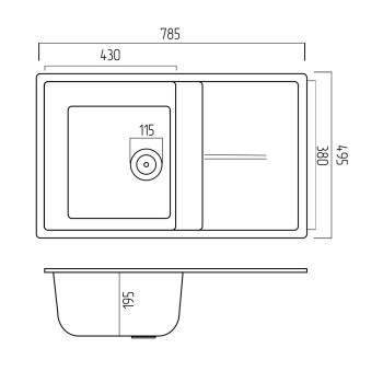 Chiuveta de bucatarie Elefant Premium Selena Negru metalic 785x495mm