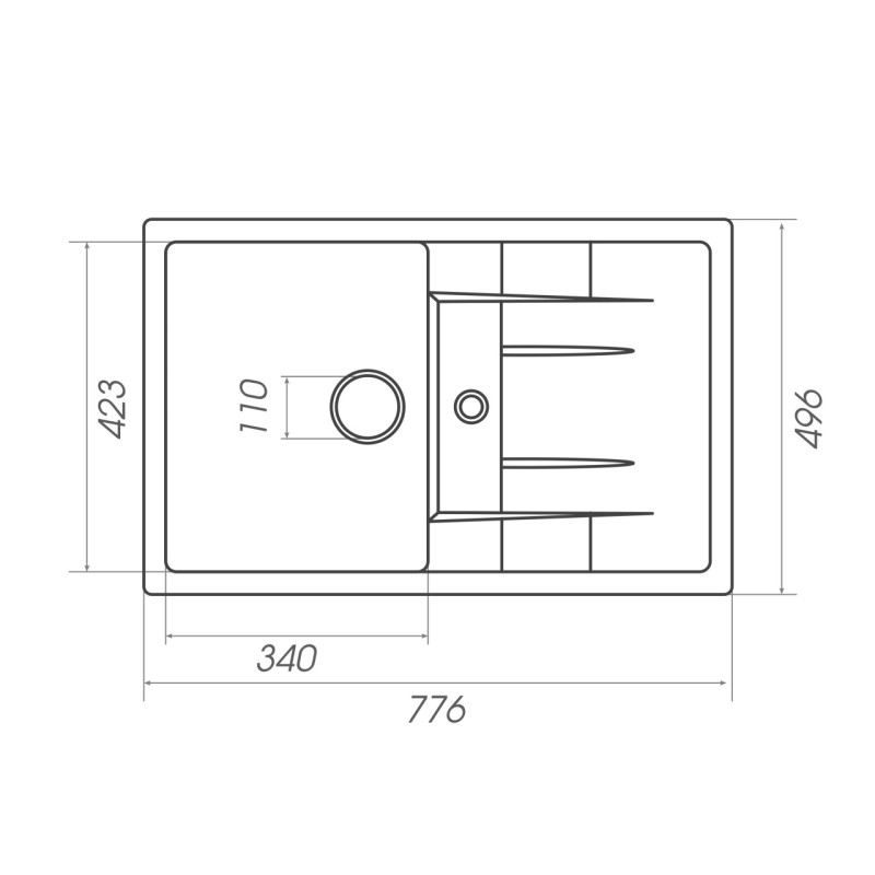 Chiuveta de bucătărie Elefant Premium Troya 7850 , Grafit 776x496 mm