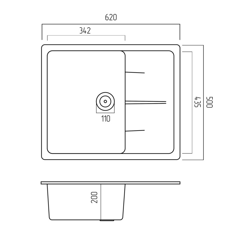 Chiuveta de bucatarie Elefant Premium Zirkon Grafit , 620x500mm
