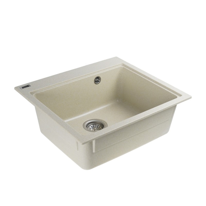 Chiuvetă din compozit de granit pentru bucătărie ELEFANT PREMIUM 5852 VESTA Nisip bej 580 x 518 mm