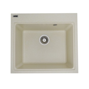 Chiuvetă din compozit de granit pentru bucătărie ELEFANT PREMIUM 5852 VESTA Nisip bej 580 x 518 mm