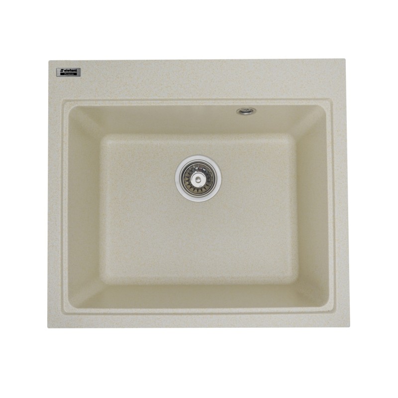 Chiuvetă din compozit de granit pentru bucătărie ELEFANT PREMIUM 5852 VESTA Nisip bej 580 x 518 mm