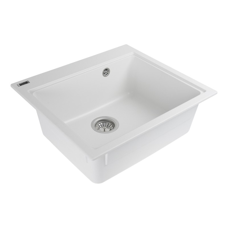 Chiuvetă din compozit de granit pentru bucătărie ELEFANT PREMIUM 5852 VESTA Alb 580 x 518 mm