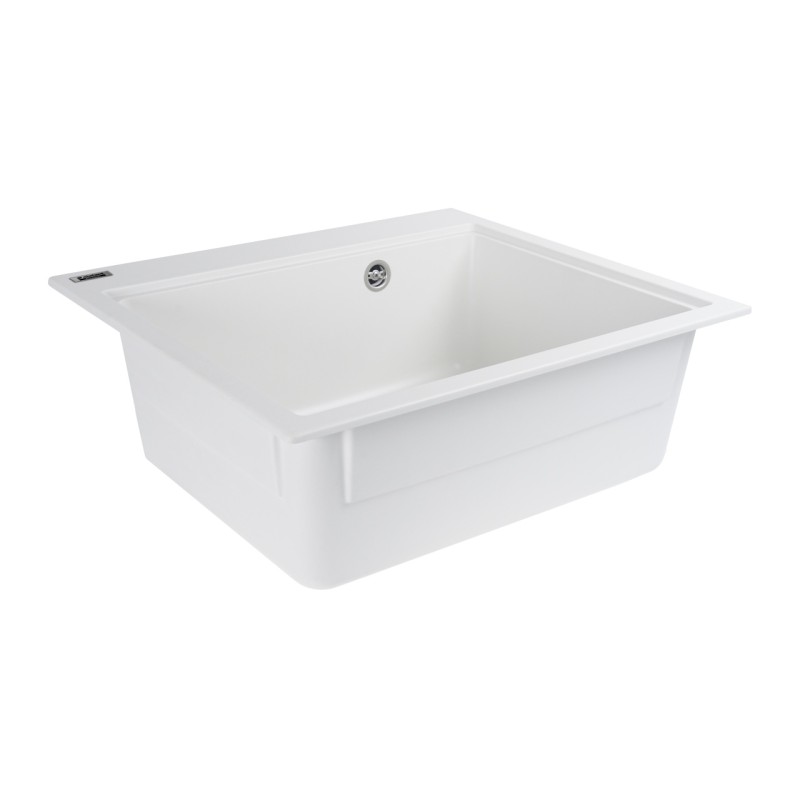 Chiuvetă din compozit de granit pentru bucătărie ELEFANT PREMIUM 5852 VESTA Alb 580 x 518 mm