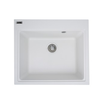 Chiuvetă din compozit de granit pentru bucătărie ELEFANT PREMIUM 5852 VESTA Alb 580 x 518 mm
