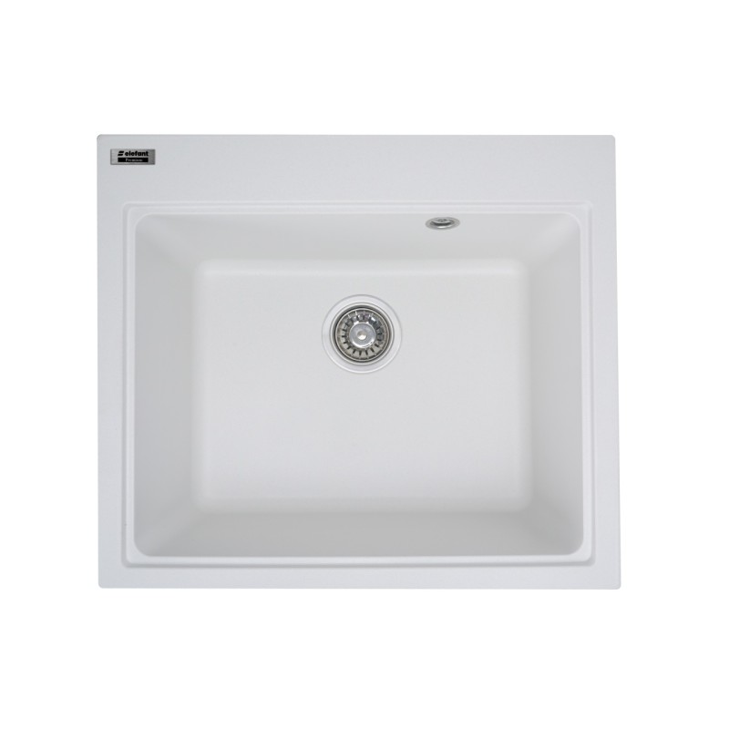 Chiuvetă din compozit de granit pentru bucătărie ELEFANT PREMIUM 5852 VESTA Alb 580 x 518 mm