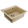 Chiuvetă din compozit de granit pentru bucătărie ELEFANT PREMIUM 5852 VESTA Safari bej, 580 x 518 mm