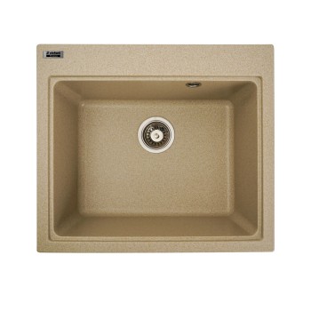 Chiuvetă din compozit de granit pentru bucătărie ELEFANT PREMIUM 5852 VESTA Safari bej, 580 x 518 mm
