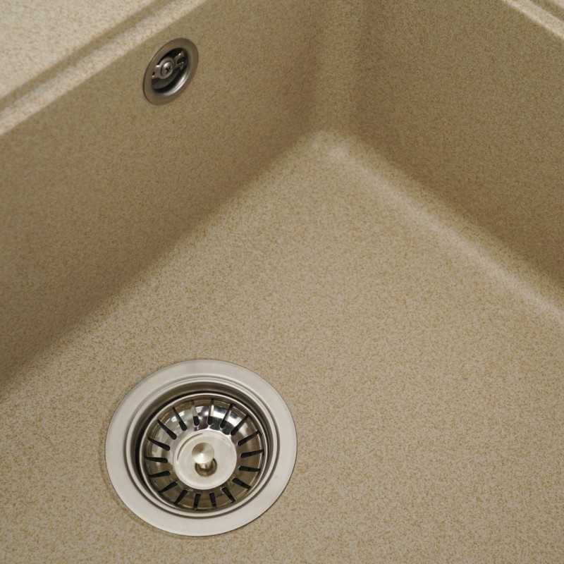 Chiuvetă din compozit de granit pentru bucătărie ELEFANT PREMIUM 5852 VESTA Safari bej, 580 x 518 mm