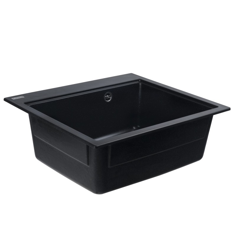 Chiuvetă din compozit de granit pentru bucătărie ELEFANT PREMIUM 5852 VESTA Negru metalic 580 x 518 mm