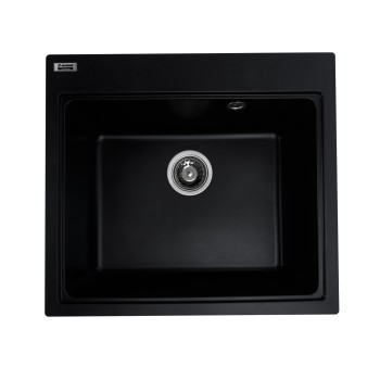 Chiuvetă din compozit de granit pentru bucătărie ELEFANT PREMIUM 5852 VESTA Negru, 580 x 518 mm