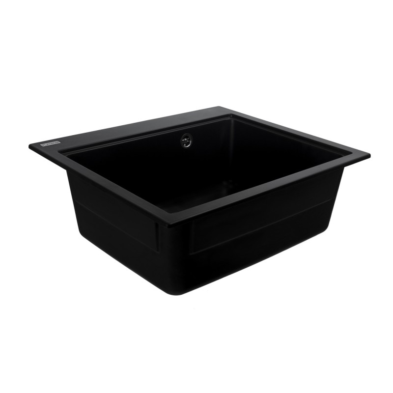 Chiuvetă din compozit de granit pentru bucătărie ELEFANT PREMIUM 5852 VESTA Negru, 580 x 518 mm